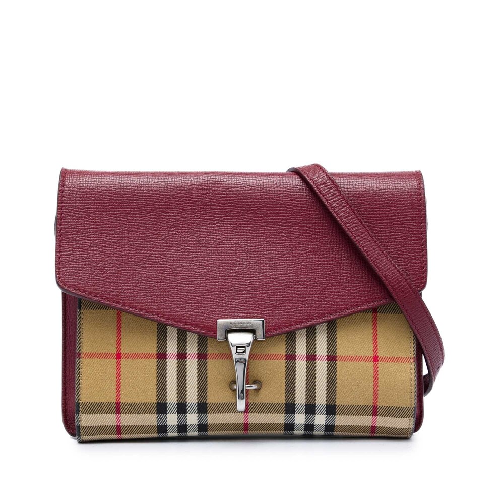 Pre-Loved Burberry Small Leather and House Check Canvas Derby Macken Crossbody
